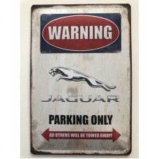 Tábla Jaguar parking only! - Jaguar parkolás felirat kopott hatású felülettel